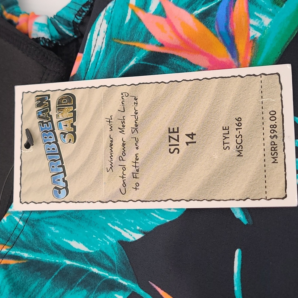 Caribbean Sand NWT One Piece Swimsuit sz. 14 - Picture 6 of 8